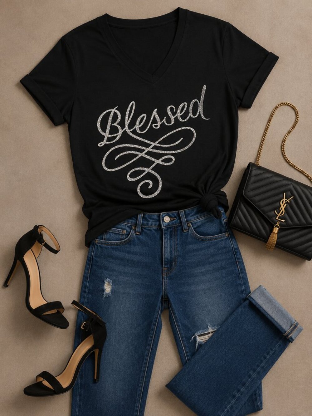 Blessed V-Neck Tee ✨
